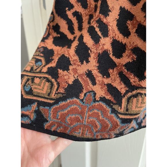 PERUVIAN CONNECTIONS Sophia Leopard Jacquard Knit Pull On A-Line Maxi Skirt - Picture 6 of 13